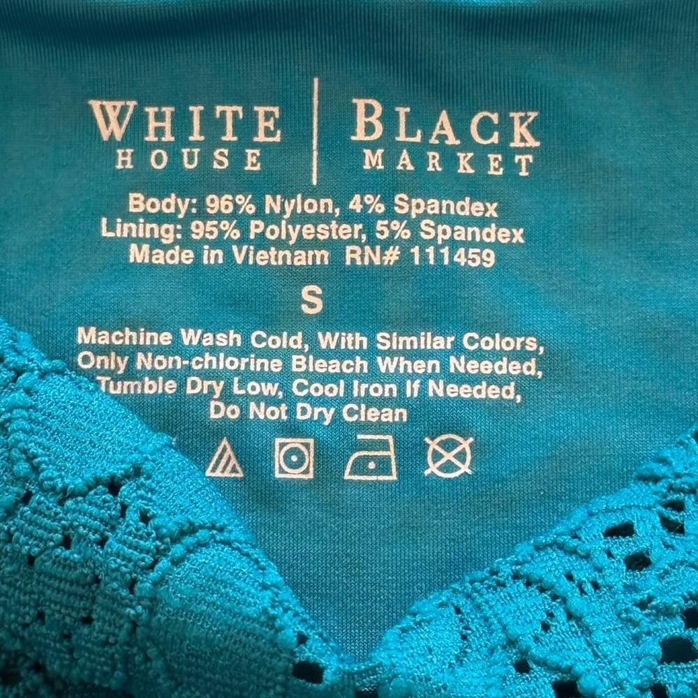White House Black Market Teal Lace Tank Top Small Sleeveless Floral Stretch - Picture 2 of 9
